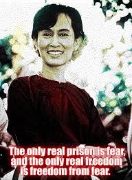 Aung San Suu Kyi AC is a Burmese opposition politician and chairperson of the National League for Democracy in Burma. In the 1990 general election, the NLD won 59% of the national votes and 81% of the seats in Parliament.